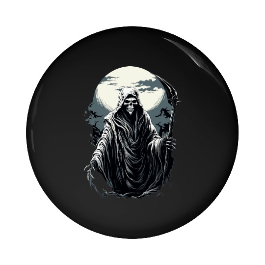Spooky Halloween Grim Reaper Pin Buttons