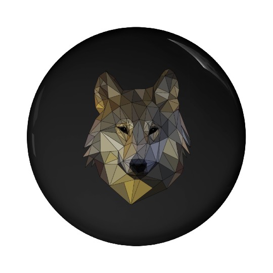 Polygon wolf triangular mosaic shapes polyart Pin Buttons