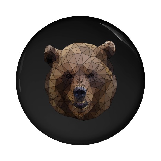 Polygonal brown bear triangular shape low poly art Pin Buttons