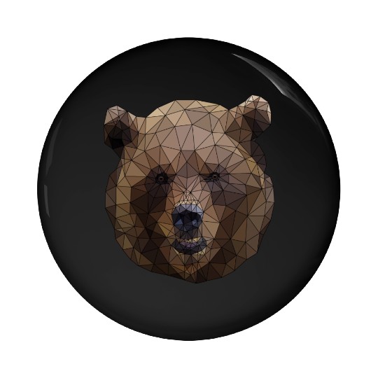 Polygonal brown bear triangular shape low poly art Pin Buttons
