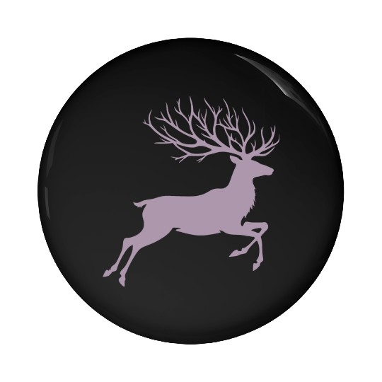 Reindeer silhouette deer antlers Christmas Pin Buttons