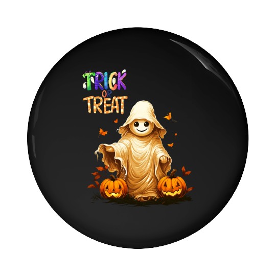 Adorable Trick or Treat Kid Ghosts With Pumpkin Pin Buttons