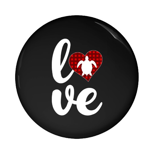 Sea Turtle Lover Buffalo Plaid Love Turtle Pin Buttons