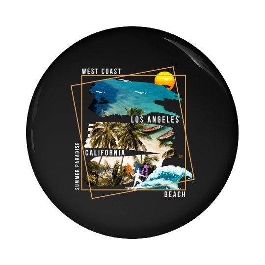 West Coast Los Angeles California Beach Pin Buttons