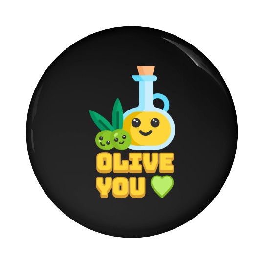 Olive You! Cute Olive I Love You Cartoon Pin Buttons