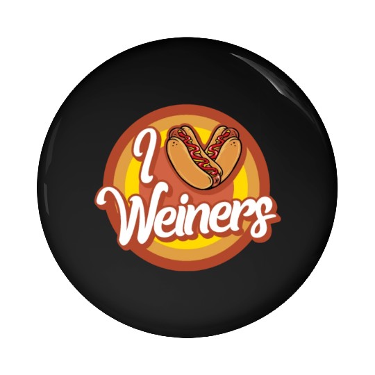 Hotdog Pin Buttons, I Love Weiners Heart Hotdogs Cute
