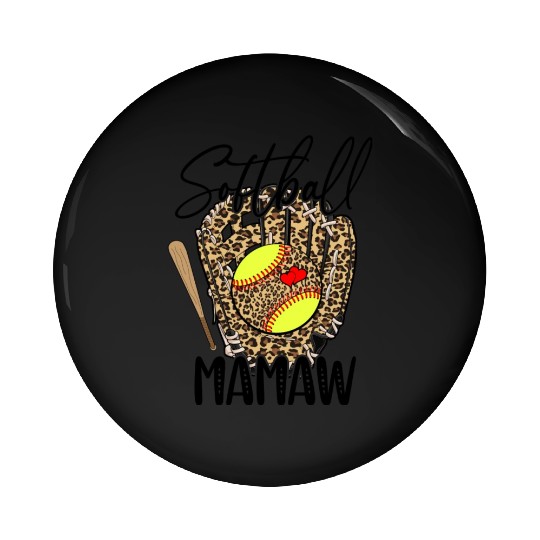 Softball Mamaw Leopard Game Day Softball Lover Pin Buttons
