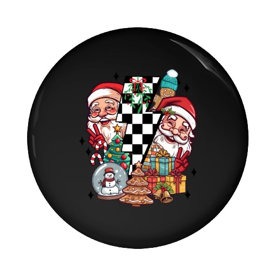 Retro Christmas, Santa, Groovy, Disco Ball, Frosty Pin Buttons