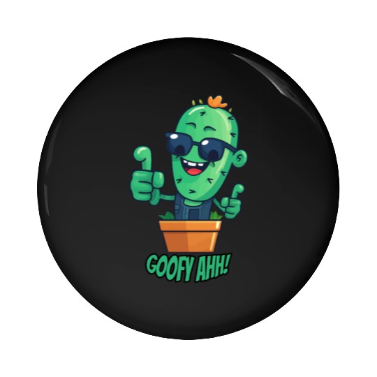 Fun Cactus Character Goofy Ahh Pin Buttons