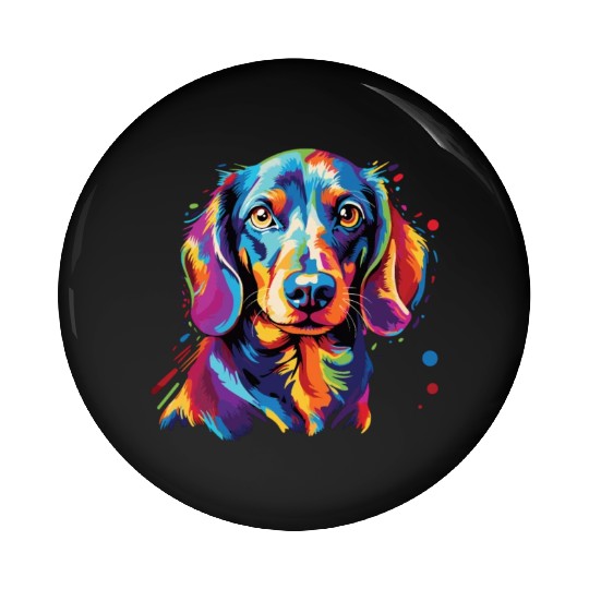 Watercolor Colorful Dachshund Pin Buttons