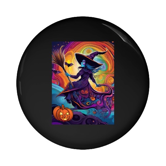 Halloween Witch Pin Buttons