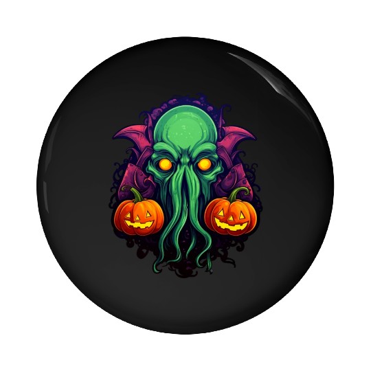 Halloween with Cthulhu Pin Buttons