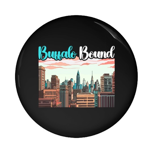 Buffalo City New York USA America United States Pin Buttons