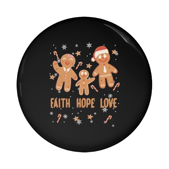 Gingerbread Man Faith Hope Love Religious Pin Buttons