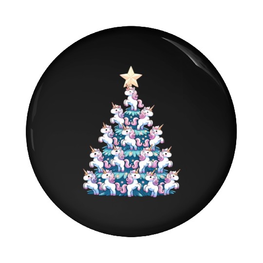 Unicorn Christmas Tree Design Pin Buttons