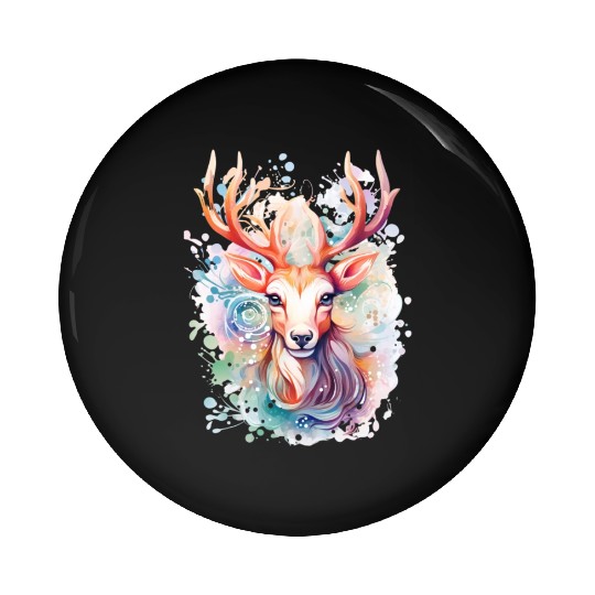 Colorful Reindeer Fantasy: Studio Ghibli Style Pin Buttons