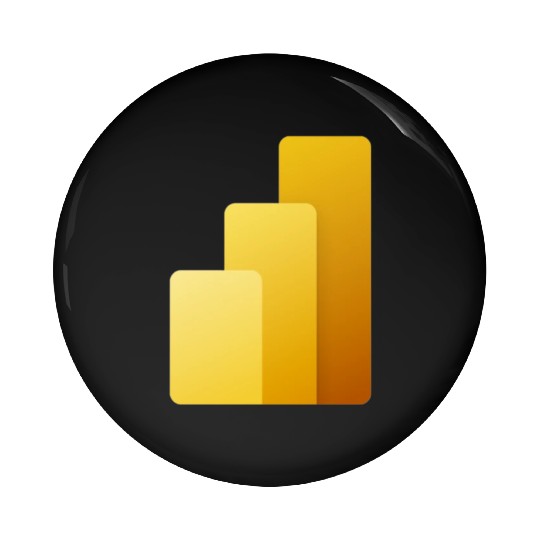 Power BI Logo, business intelligence software Pin Buttons