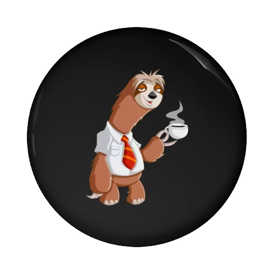 Smiling Sloth With Coffee Pin Buttons