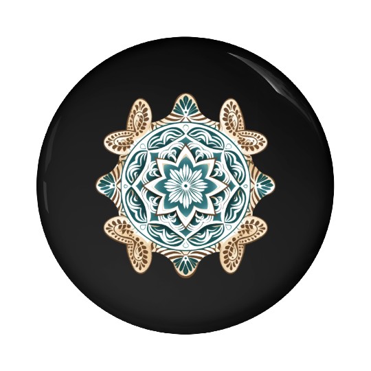 Sea Turtle Mandala Art Pin Buttons