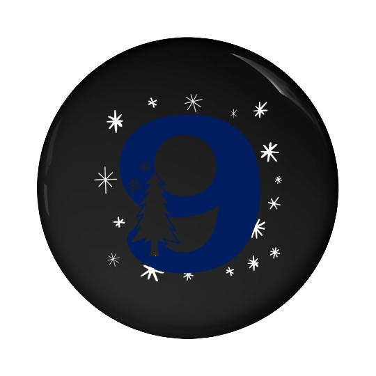 9 White Christmas Stars - Blue Number Nine Pin Buttons