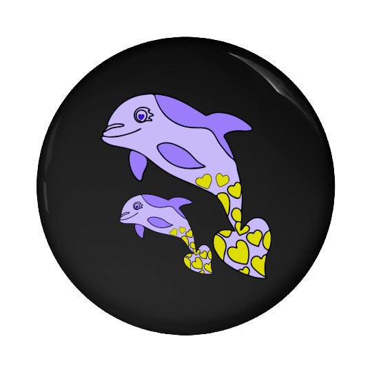 The Endearing Dance of Dolphin Mom and Kid Pin Buttons