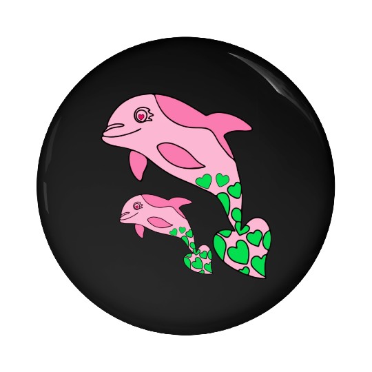 The Endearing Dance of Dolphin Mom and Kid Pin Buttons