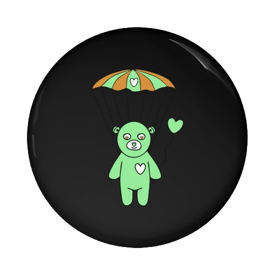 Teddy Bear - The Green Skydiver Pin Buttons
