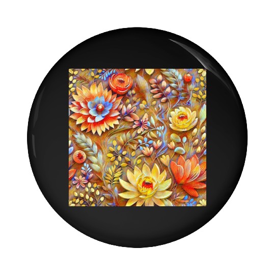 Impressionist Blossoms Tapestry Pin Buttons