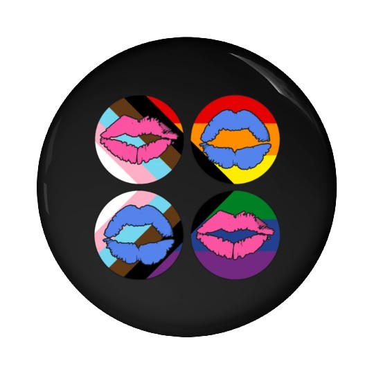 LGBTQ Gay Rainbow Progress Pride Flag Lips Pin Buttons