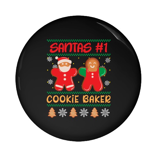 Santa's Number 1 Cookie Baker Christmas Baking Pin Buttons