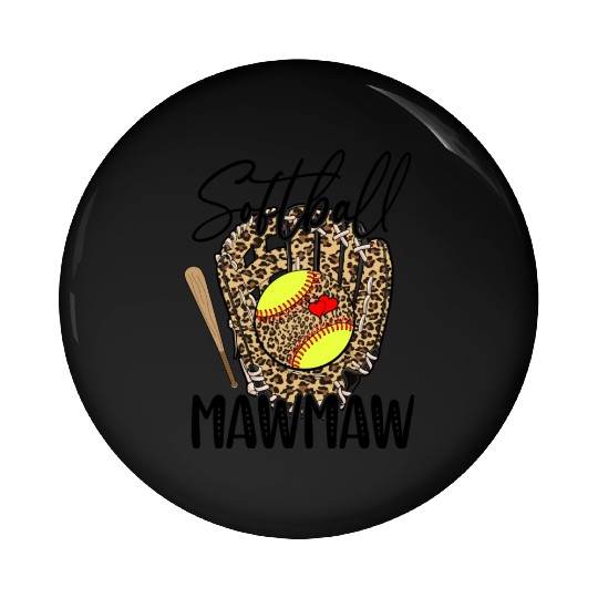 Softball Mawmaw Leopard Game Day Softball Lover Pin Buttons