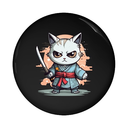 Cute Samurai Cat Kawaii Japanese Ronin Aesthetic A Pin Buttons