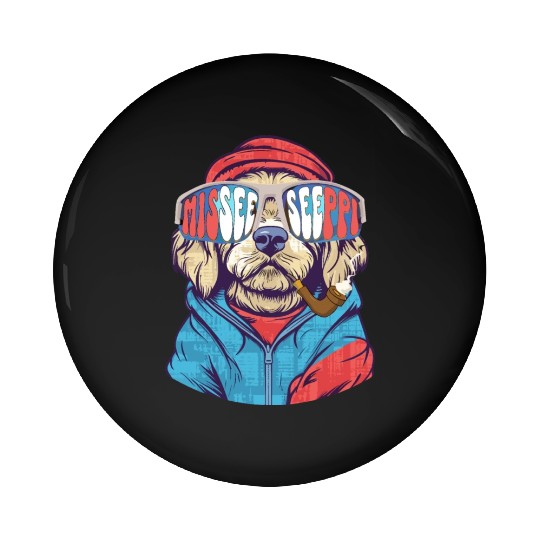 MISEESEEPPI, dog, USA, Mississippi Pin Buttons