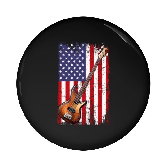 bass guitar american flag, funny bass player Pin Buttons