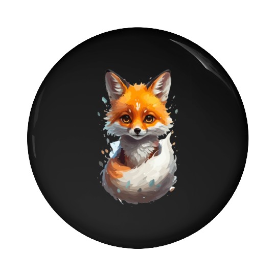 Cute Adorable Kawaii Autumn Fox Art Illustration Pin Buttons