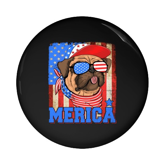 Funny Merica Retro Flag Us American Bulldog Pin Buttons