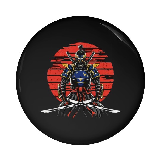 Japanese katana warrior Pin Buttons