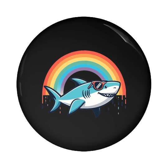 Shark on the Rainbow Pin Buttons