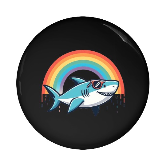 Shark on the Rainbow Pin Buttons