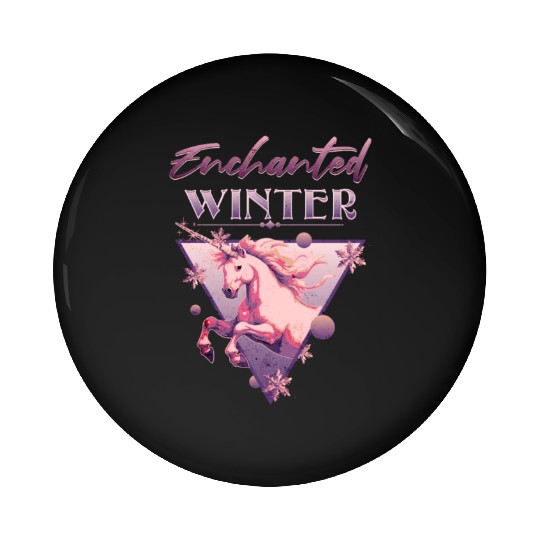 Enchanted Winter 80s Retro Lilac Unicorn Pin Buttons