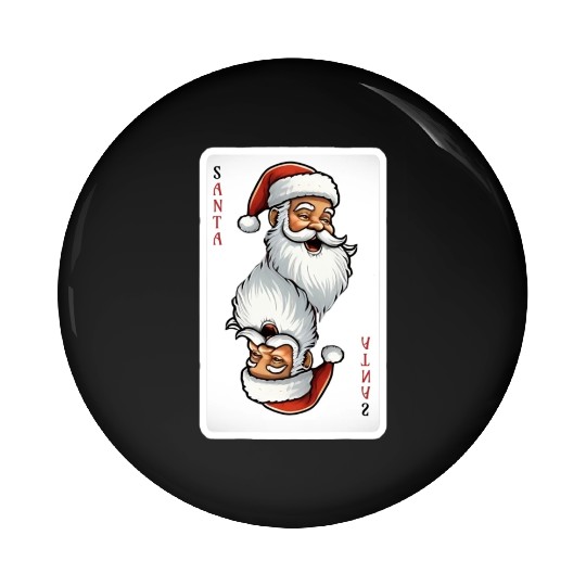 Santa Playing Card for Christmas Pin Buttons