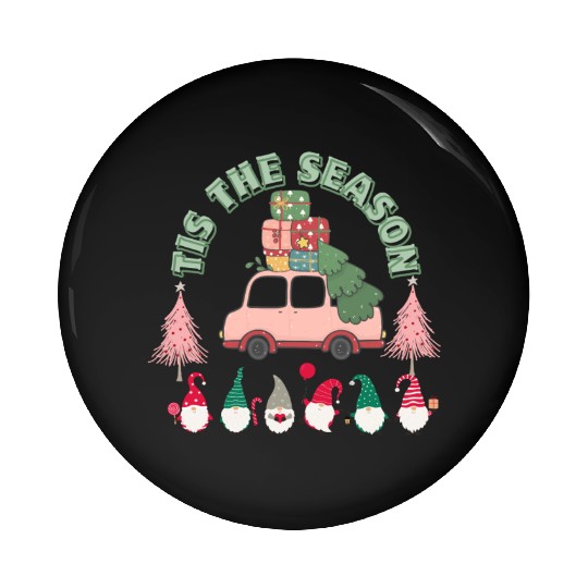 Tis The Season Xmas vintage art Pin Buttons