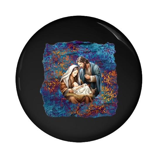 Nativity scene with Mary Joseph Baby Jesus Pin Buttons