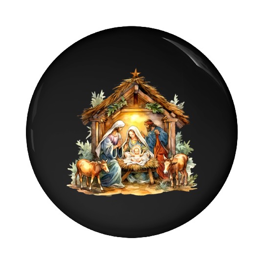 Nativity scene with Mary Joseph Baby Jesus Pin Buttons