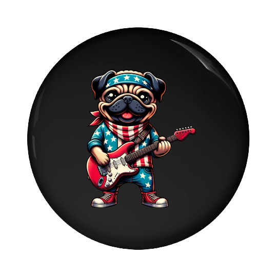 Pug Guitarist Pin Buttons