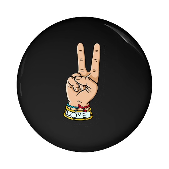 hand peace love Pin Buttons