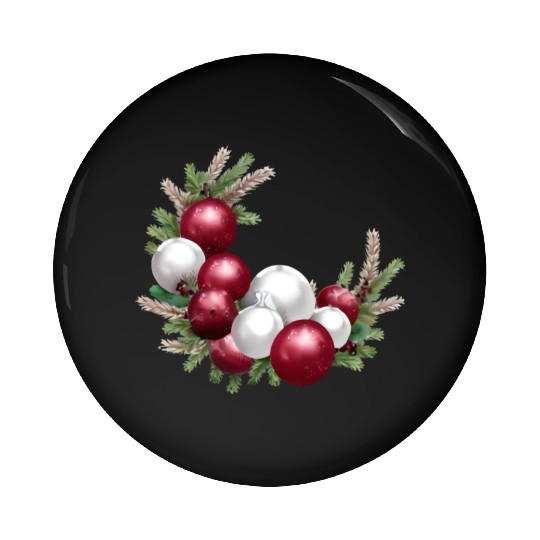 Cranberry and White Christmas Greenery Decor Pin Buttons