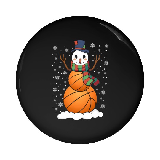 Snowman Basketball Fan Basketballs Snow Pin Buttons