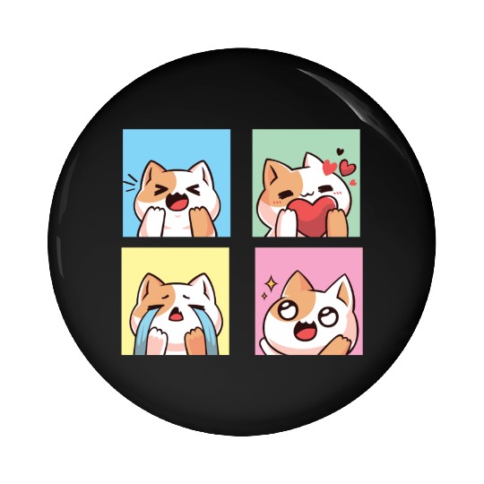 four cute cat reaction Pin Buttons
