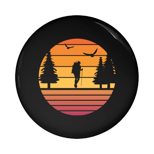 Retro Sun Mountain Hiking Climbing Nature Pin Buttons